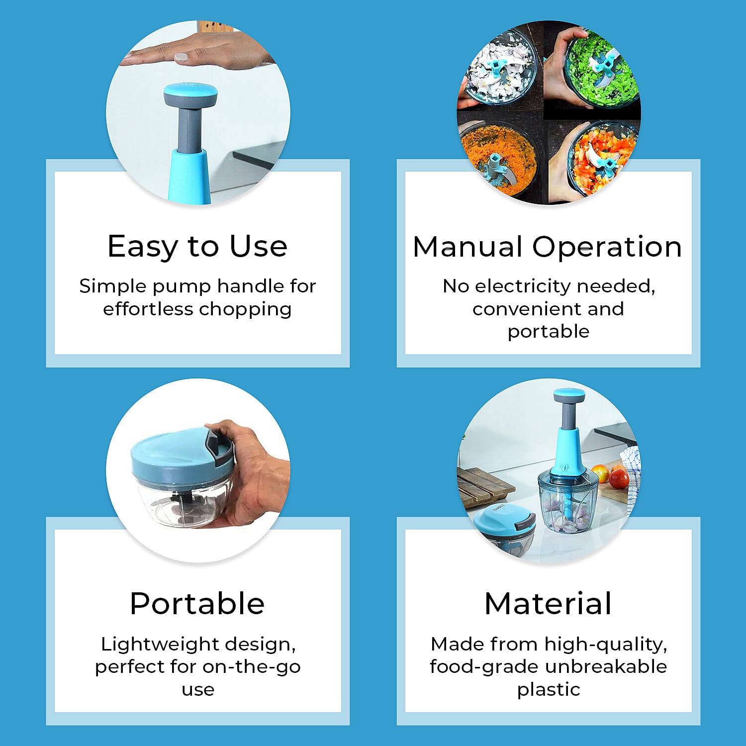 Set of 2 Chopper Blender Food Processor 900 ml