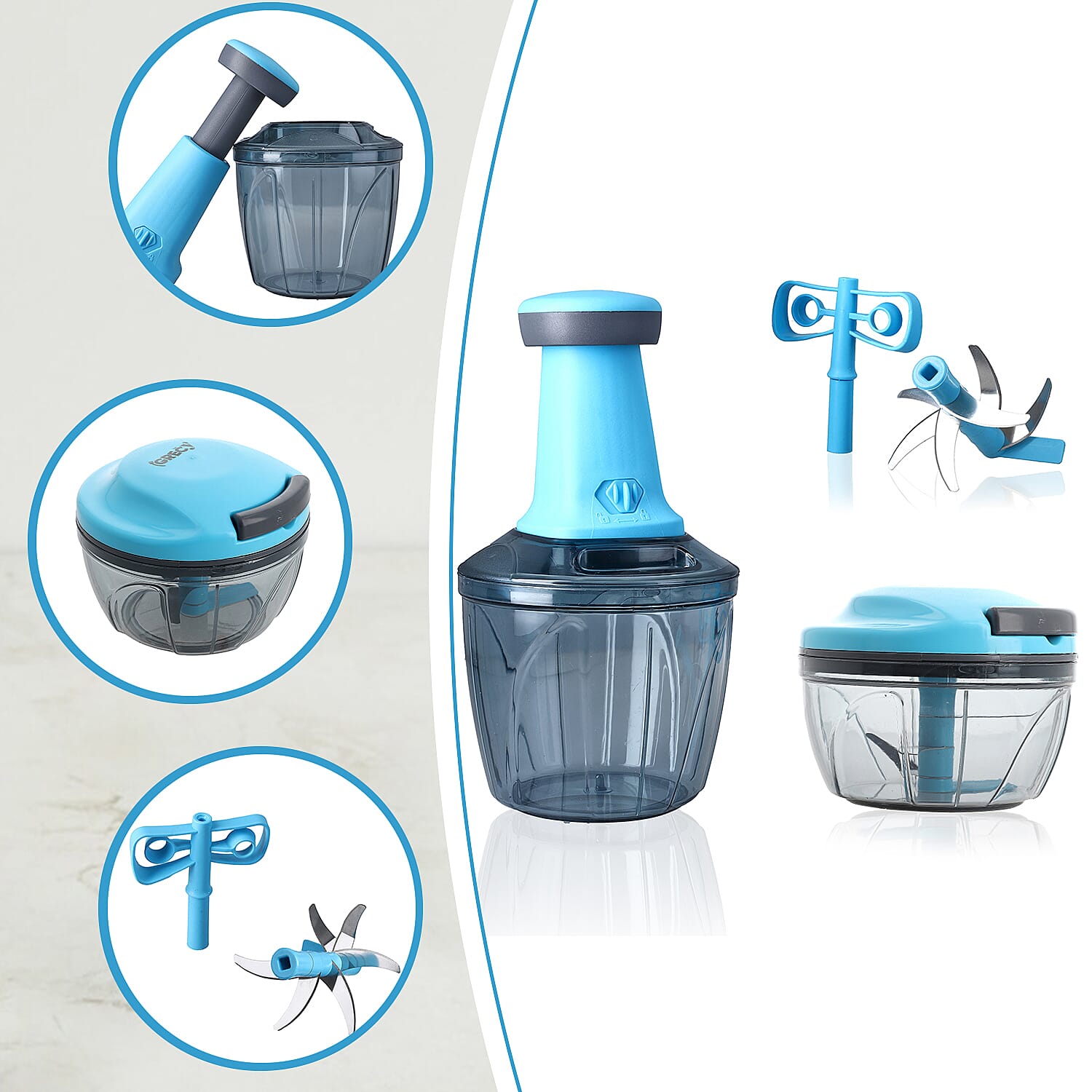 Set of 2 Chopper Blender Food Processor 900 ml