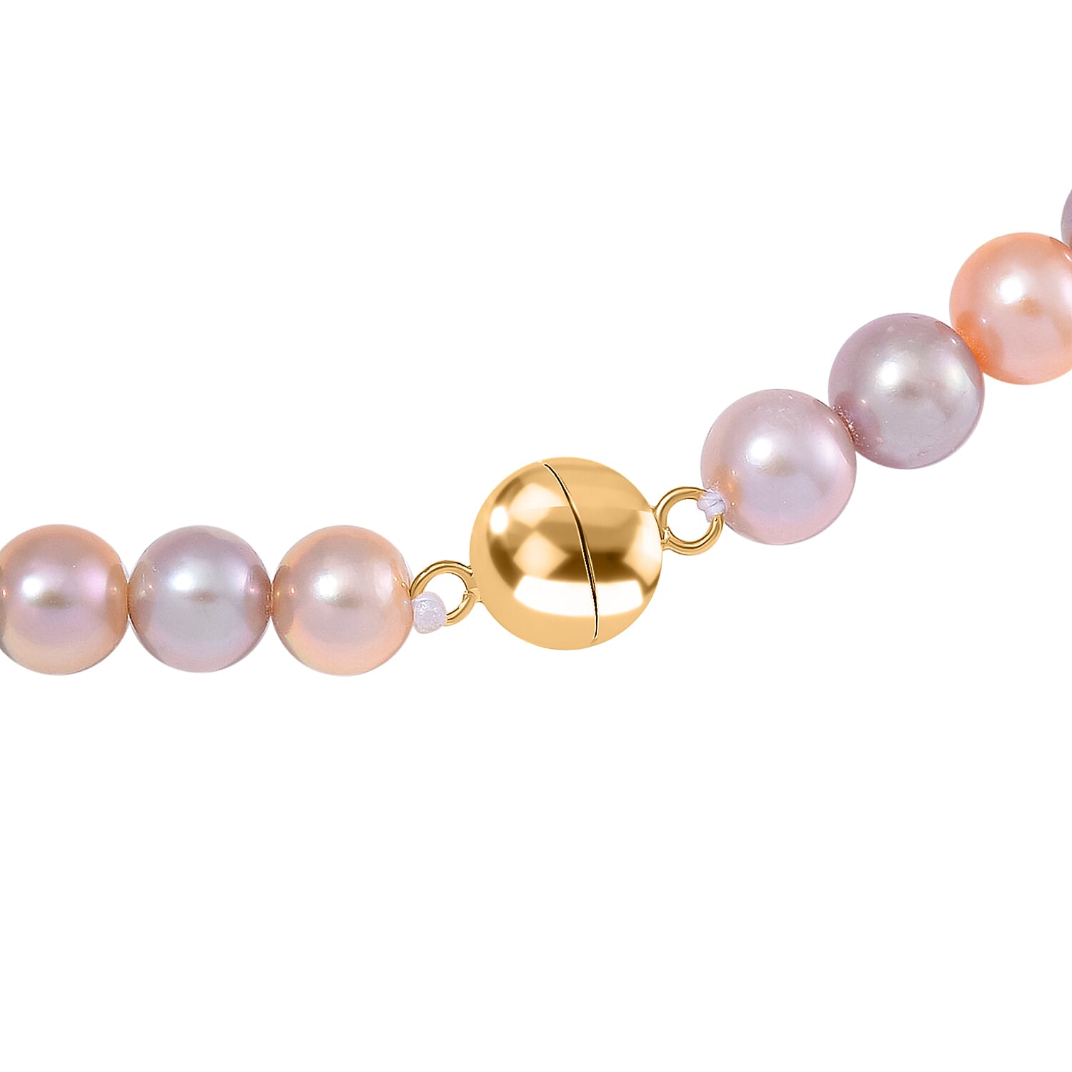 Natural AAA Multi Colour Edison Pearl Necklace (Size - 20) in YG Overlay Sterling Silver 165.00 Ct