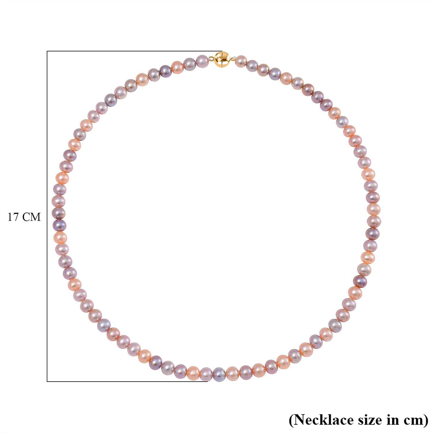 Natural AAA Multi Colour Edison Pearl Necklace (Size - 20) in YG Overlay Sterling Silver 165.00 Ct