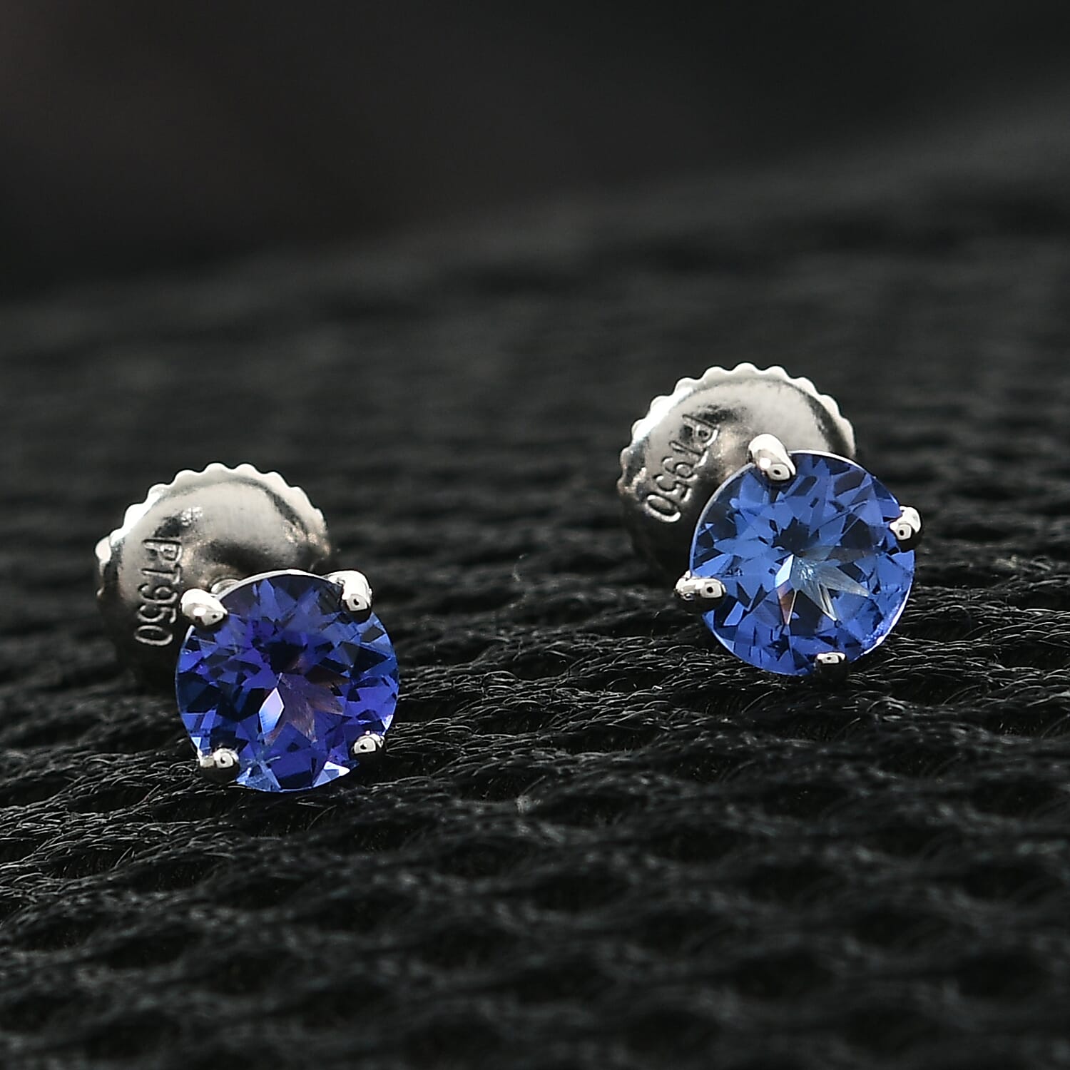 RHAPSODY 950 Platinum AAAA Tanzanite Stud Earrings (with Screw Back) 1.06 Ct.