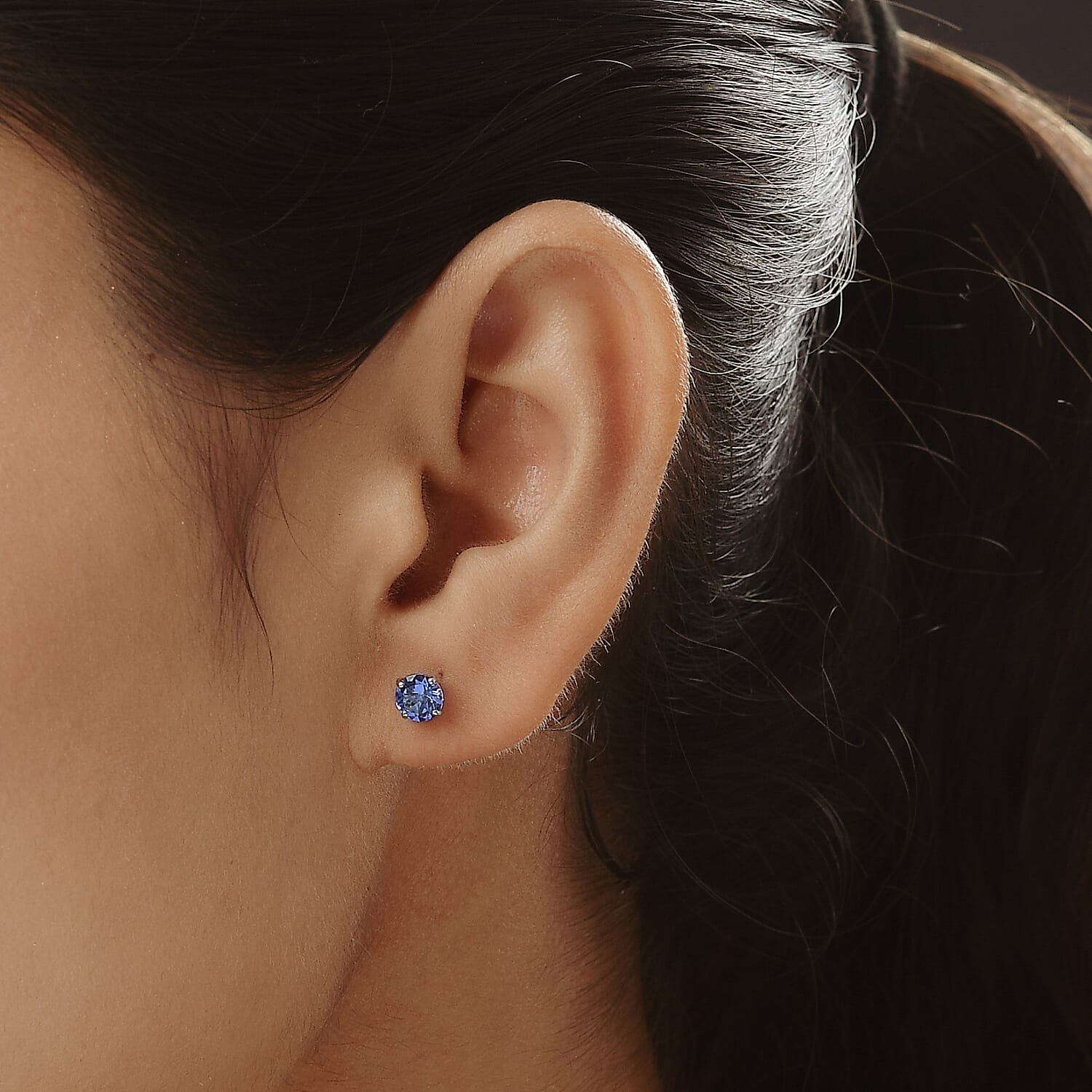 RHAPSODY 950 Platinum AAAA Tanzanite Stud Earrings (with Screw Back) 1.06 Ct.