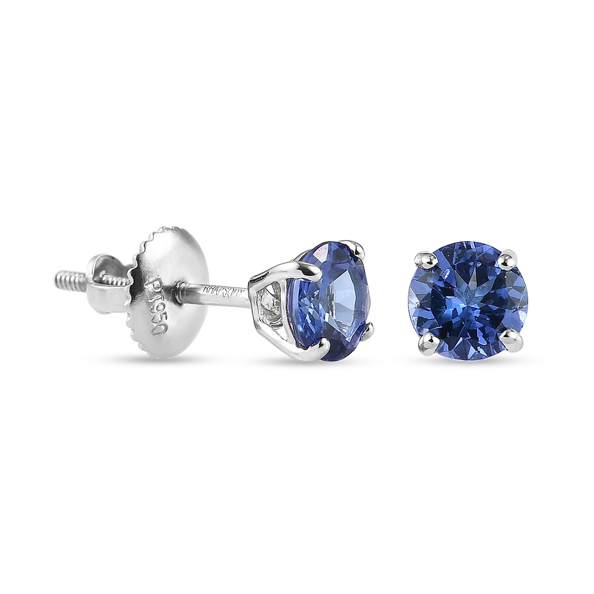 RHAPSODY 950 Platinum AAAA Tanzanite Stud Earrings (with Screw Back) 1.06 Ct.