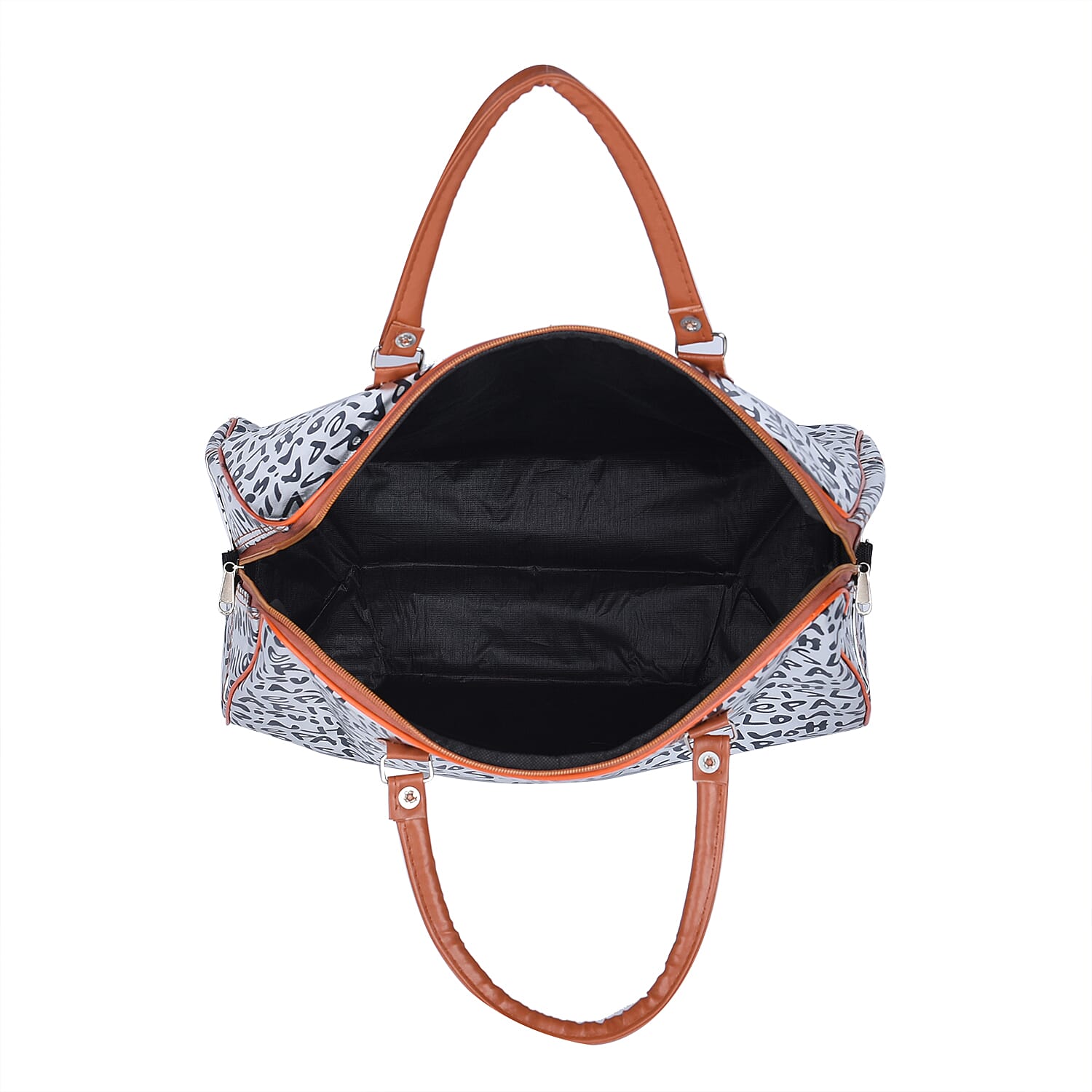 Alphabet Pattern Travel Bag with Shoulder Strap (Size 43x38x20 Cm) - Silver