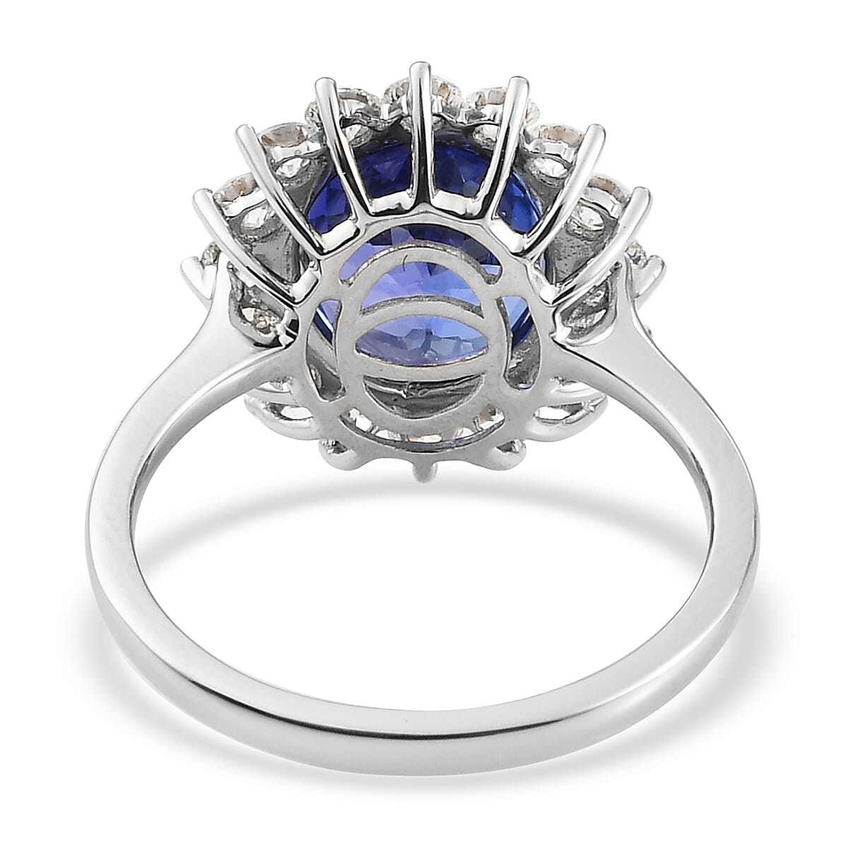 RHAPSODY 950 Platinum AAAA Tanzanite (Oval 5.00 Ct) and Diamond (VS-E-F) Rnd 1.00 Ct  Ring 6.00  Ct, Platinum Wt 5.89 Gms