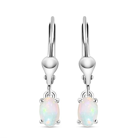 Ethiopian Welo Opal Lever Back Earrings in Platinum Overlay Sterling Silver