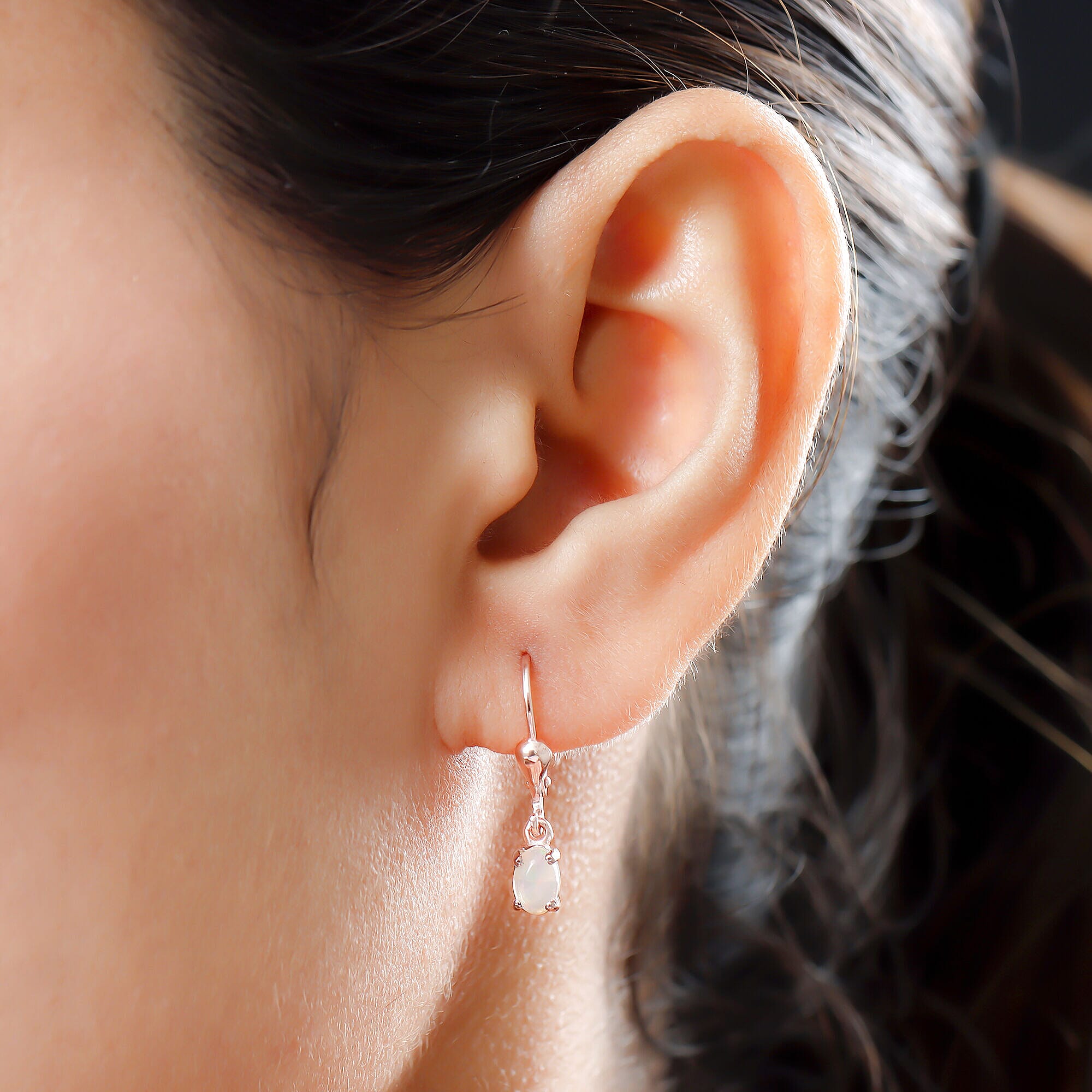 Ethiopian Welo Opal Lever Back Earrings in 18k  Rose Gold Vermeil Plated Sterling Silver