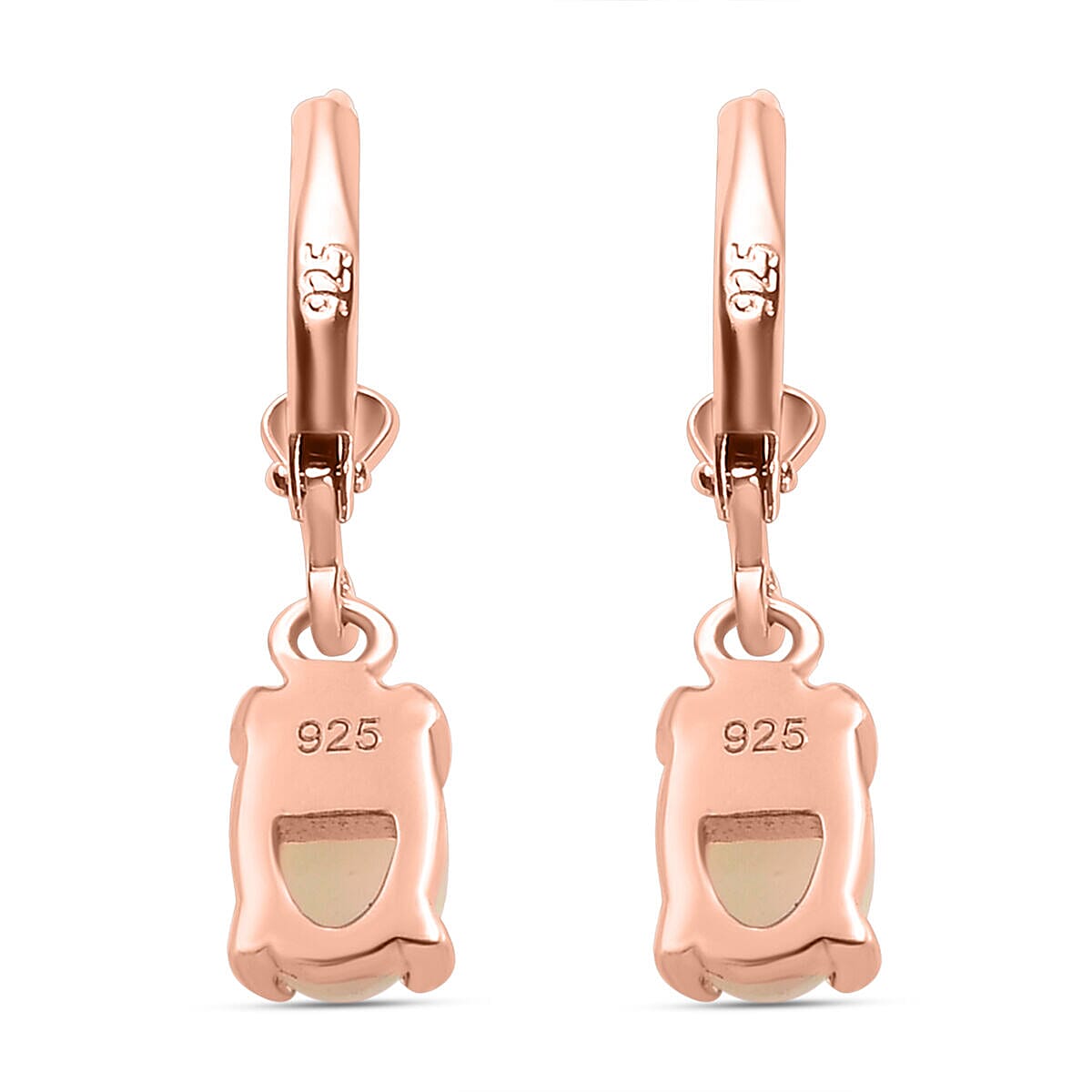 Ethiopian Welo Opal Lever Back Earrings in 18k  Rose Gold Vermeil Plated Sterling Silver