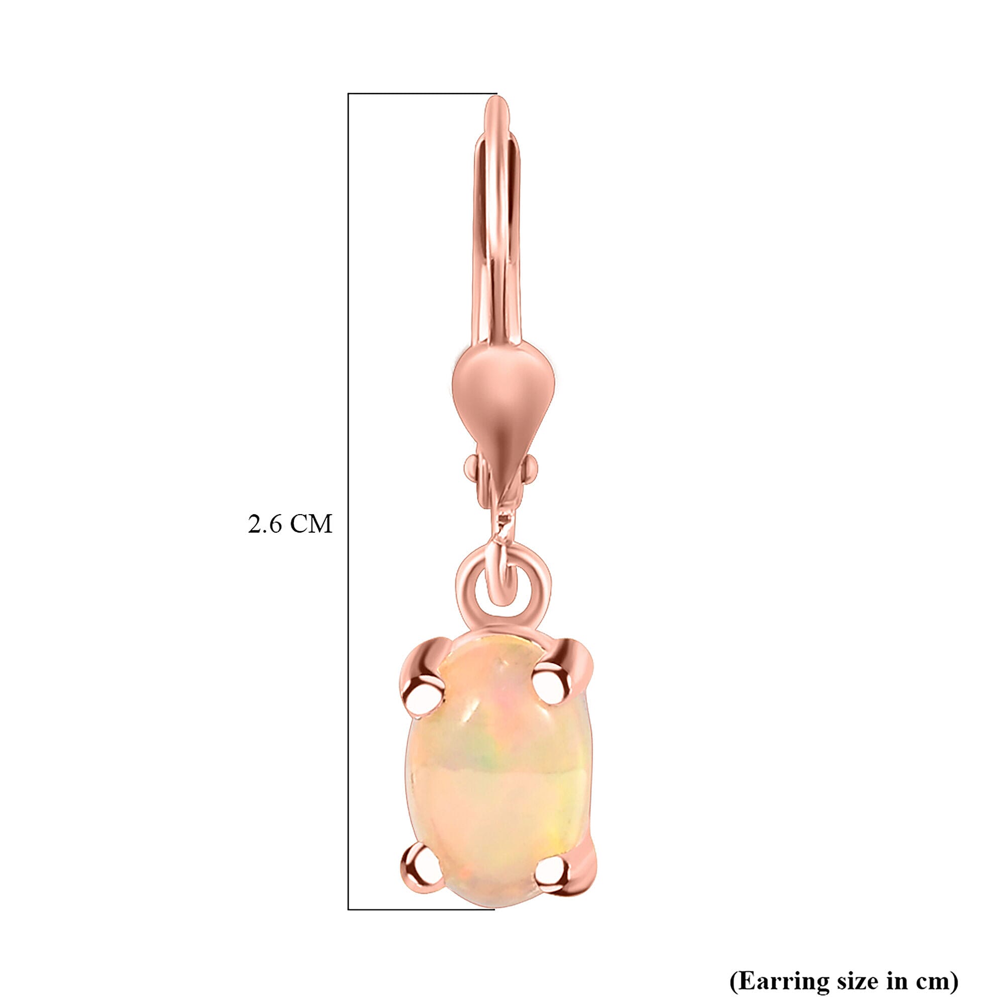 Ethiopian Welo Opal Lever Back Earrings in 18k  Rose Gold Vermeil Plated Sterling Silver