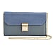 Genuine Leather RFID Protected Wallet with Chain Shoulder Strap - Blue