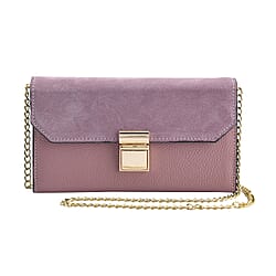 Genuine Leather RFID Protected Wallet with Chain Shoulder Strap - Blue