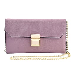 Genuine Leather RFID Protected Wallet with Chain Shoulder Strap - Blue