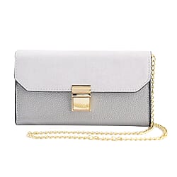 Genuine Leather RFID Protected Wallet with Chain Shoulder Strap - Blue