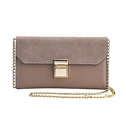 Genuine Leather RFID Protected Wallet with Chain Shoulder Strap - Blue