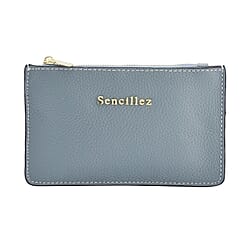 SENCILLEZ  Genuine Leather RFID Protected Wallet with Zipper Closure - Blue