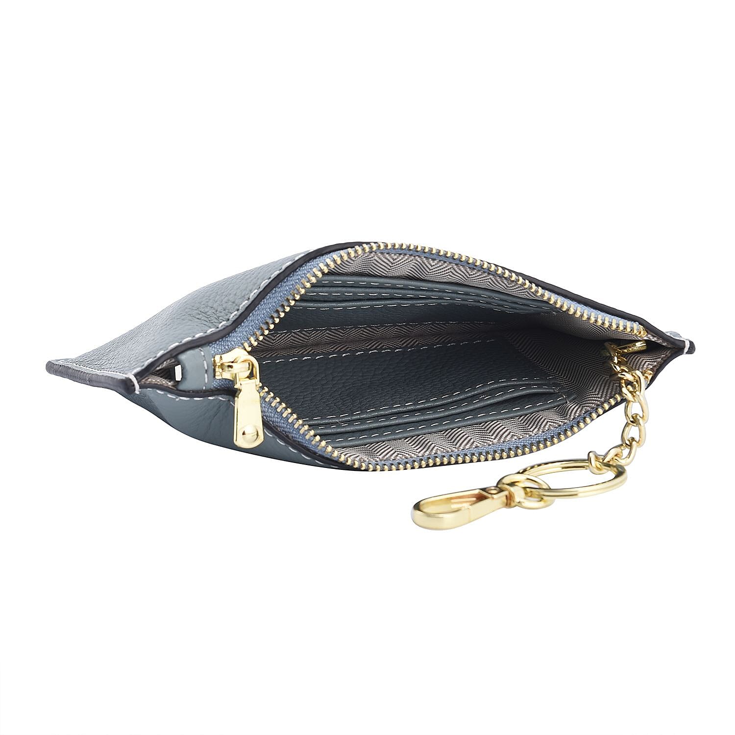 SENCILLEZ  Genuine Leather RFID Protected Wallet with Zipper Closure - Blue