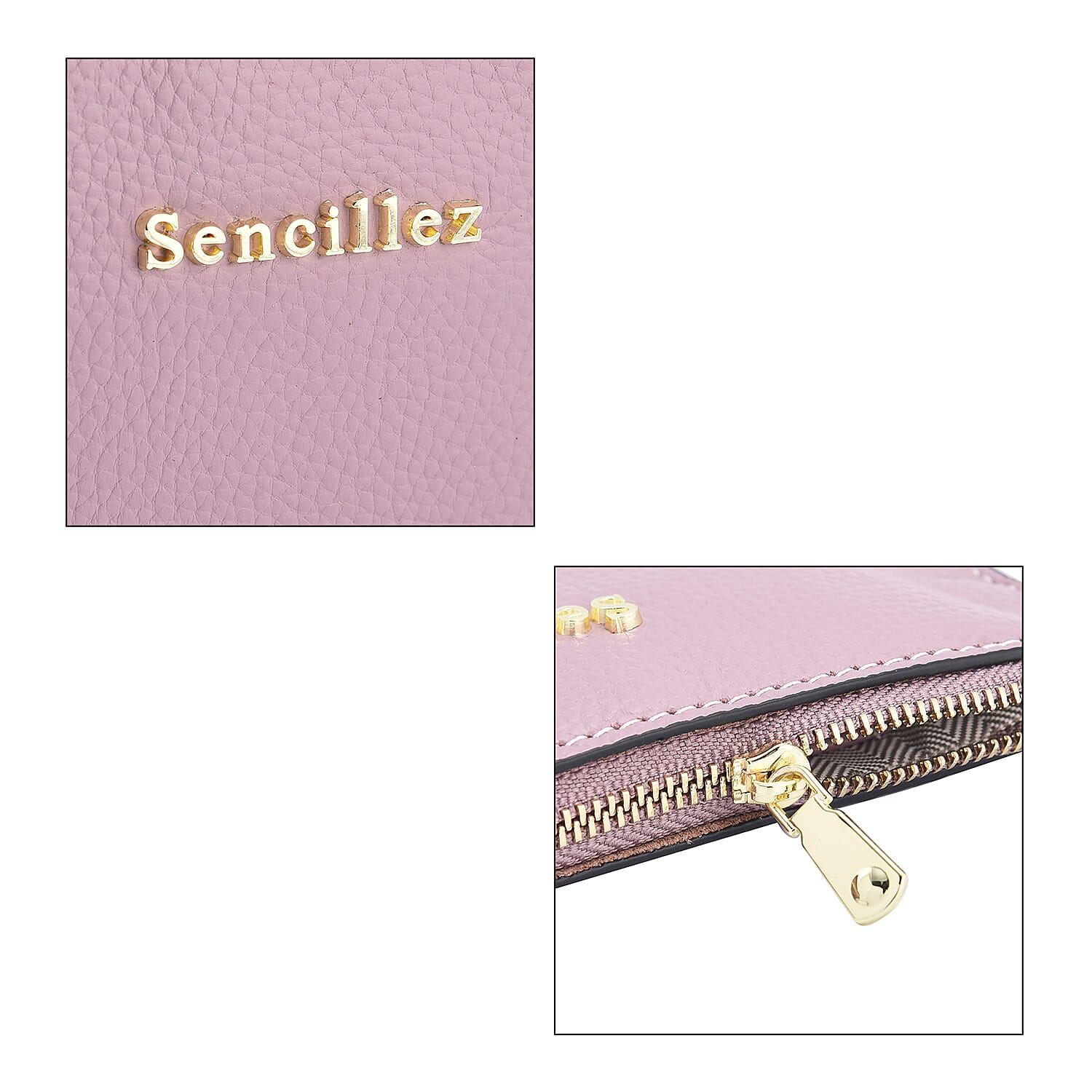 SENCILLEZ 100% Genuine Leather Wallet with Zipper Closure (Size 17x10 Cm) - Purple