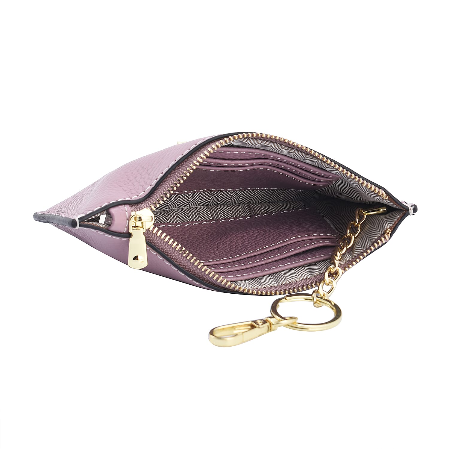 SENCILLEZ 100% Genuine Leather Wallet with Zipper Closure (Size 17x10 Cm) - Purple