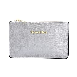 SENCILLEZ  Genuine Leather RFID Protected Wallet with Zipper Closure - Blue