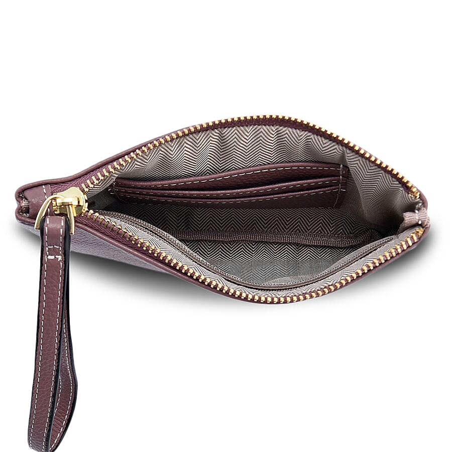 100% Genuine Leather Alphabet A RFID Protected Wallet with Engraved Message on Back Side (Size 18x12 Cm) - Purple