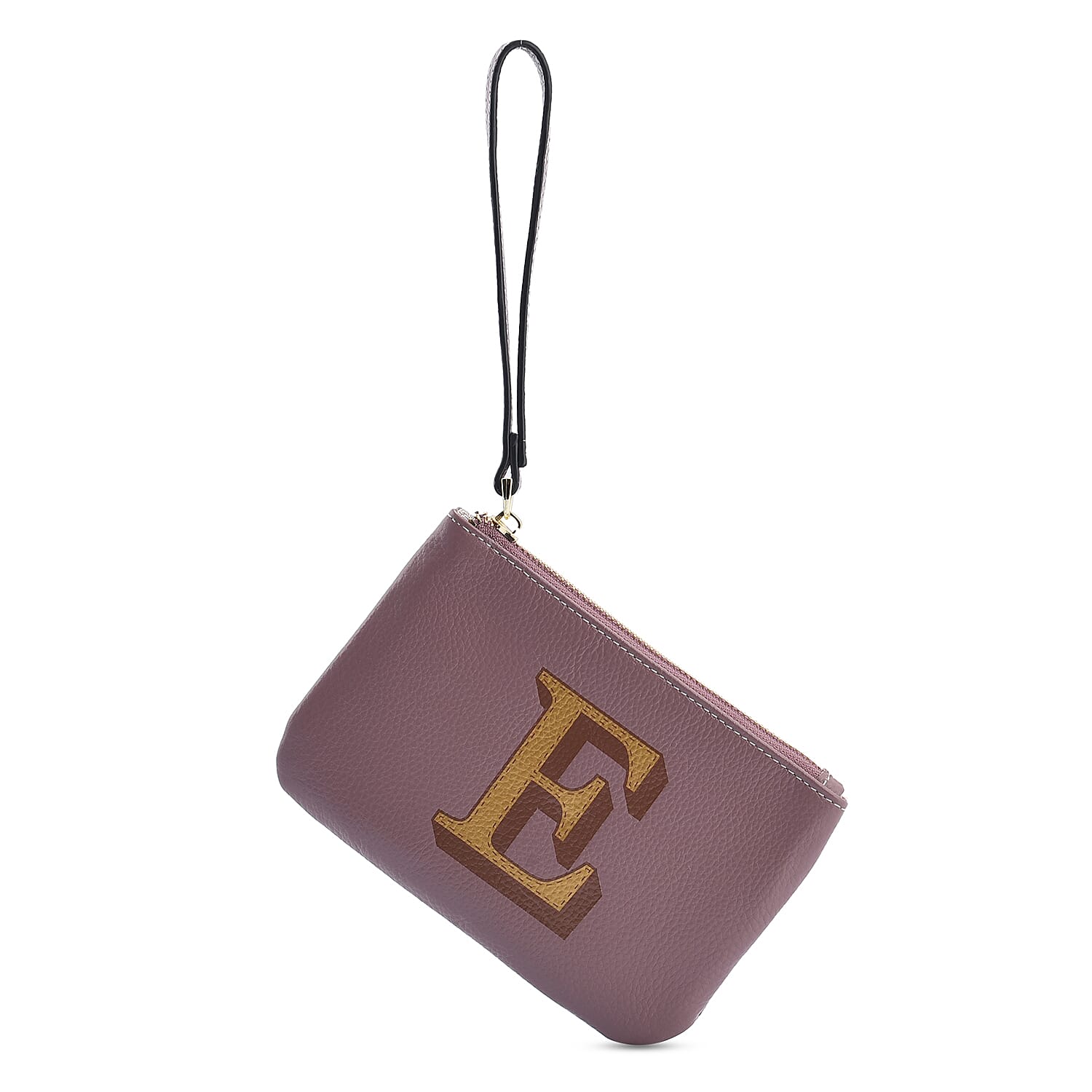 Genuine Leather Alphabet E RFID Protected Wallet with Engraved Message on Back Side - Purple