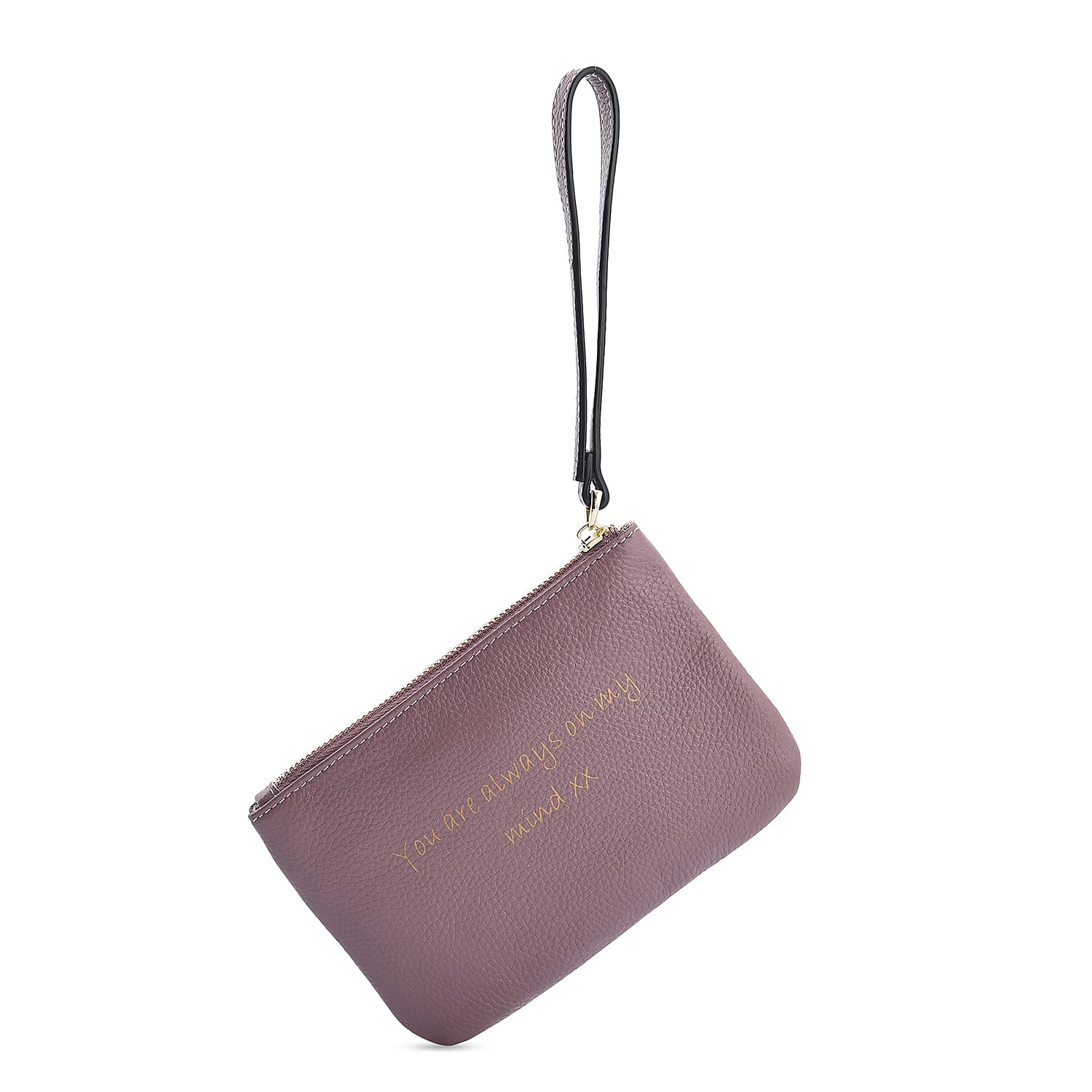 Genuine Leather Alphabet E RFID Protected Wallet with Engraved Message on Back Side - Purple