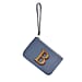 100% Genuine Leather Alphabet B RFID Protected Wallet with Engraved Message on Back Side (Size 18x12 Cm) - Pastel Blue