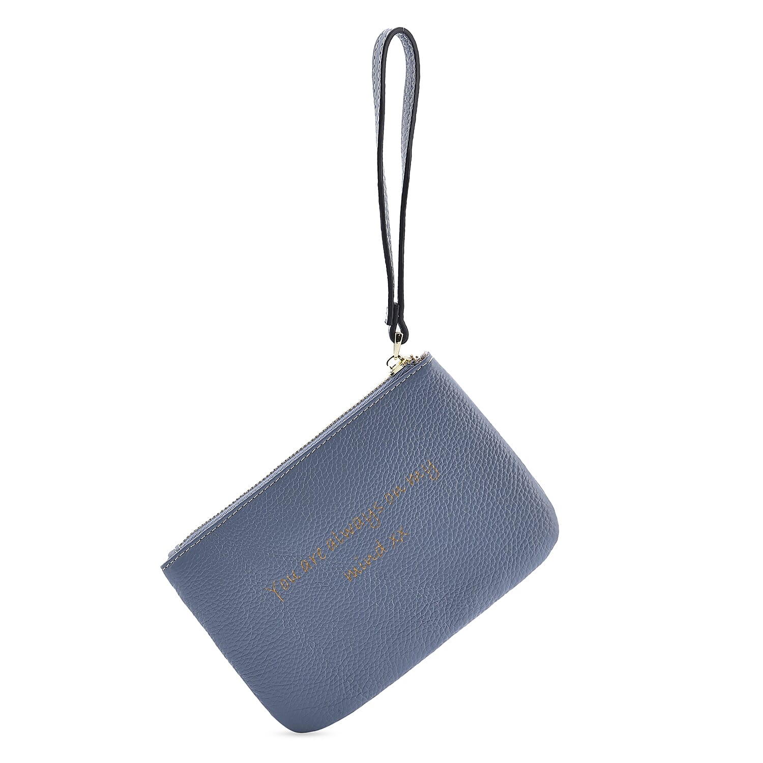100% Genuine Leather Alphabet H RFID Protected Wallet with Engraved Message on Back Side (Size 18x12 Cm) - Pastel Blue