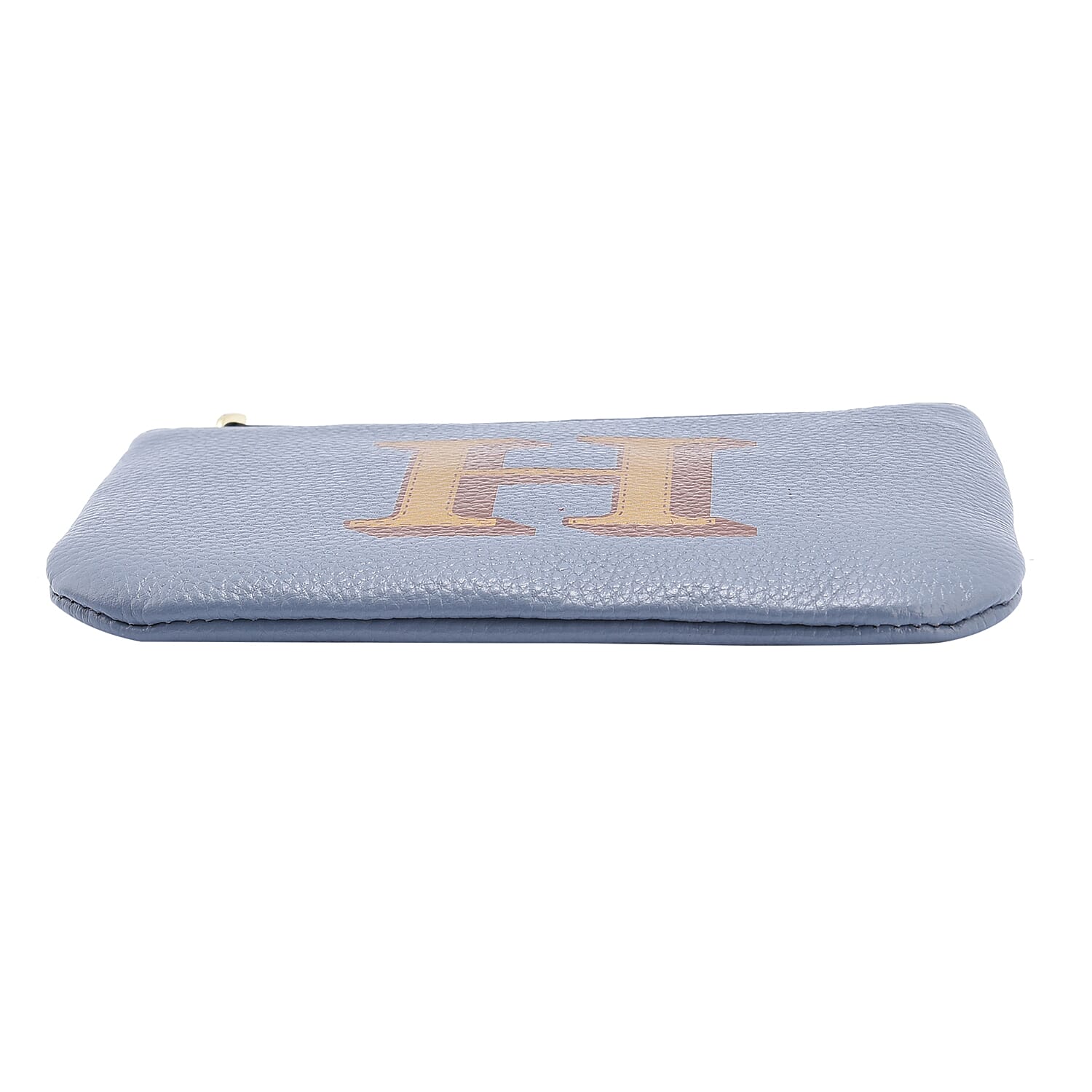 100% Genuine Leather Alphabet H RFID Protected Wallet with Engraved Message on Back Side (Size 18x12 Cm) - Pastel Blue