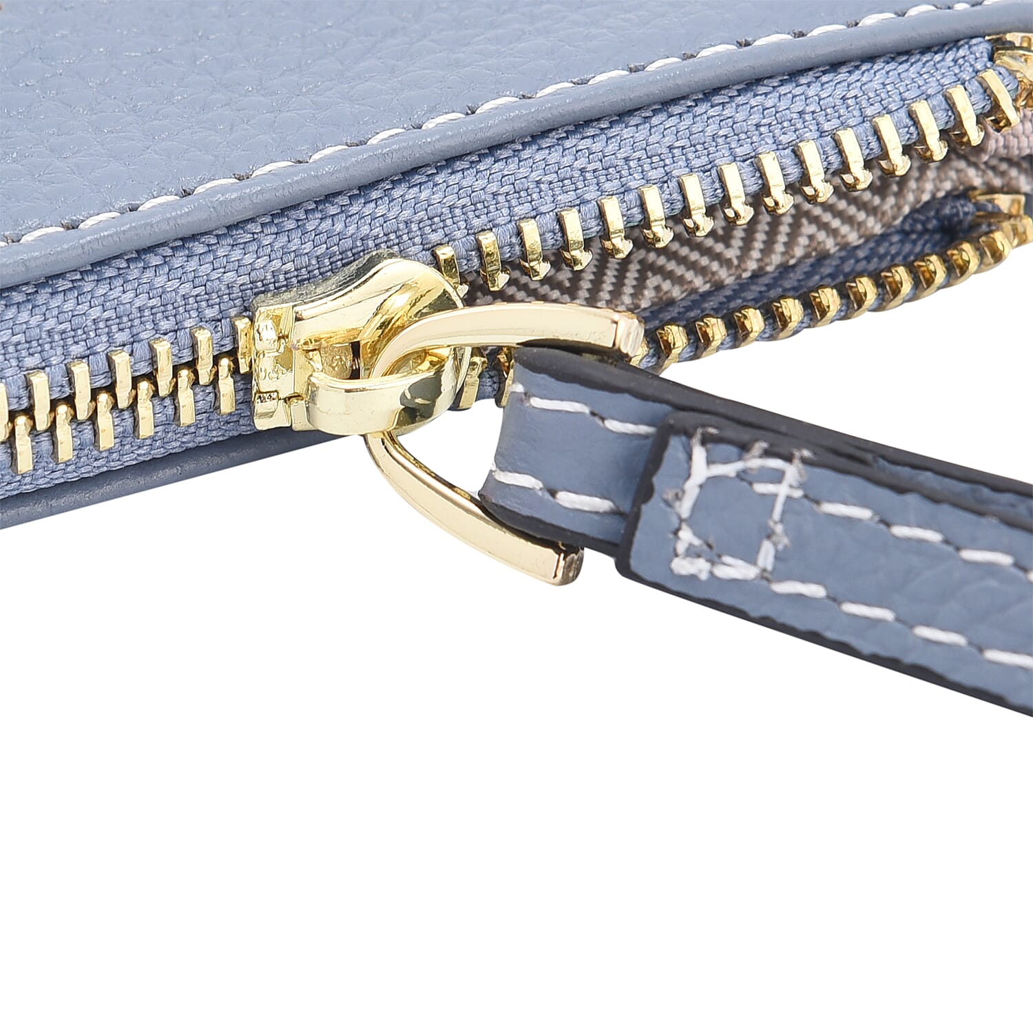 100% Genuine Leather Alphabet H RFID Protected Wallet with Engraved Message on Back Side (Size 18x12 Cm) - Pastel Blue