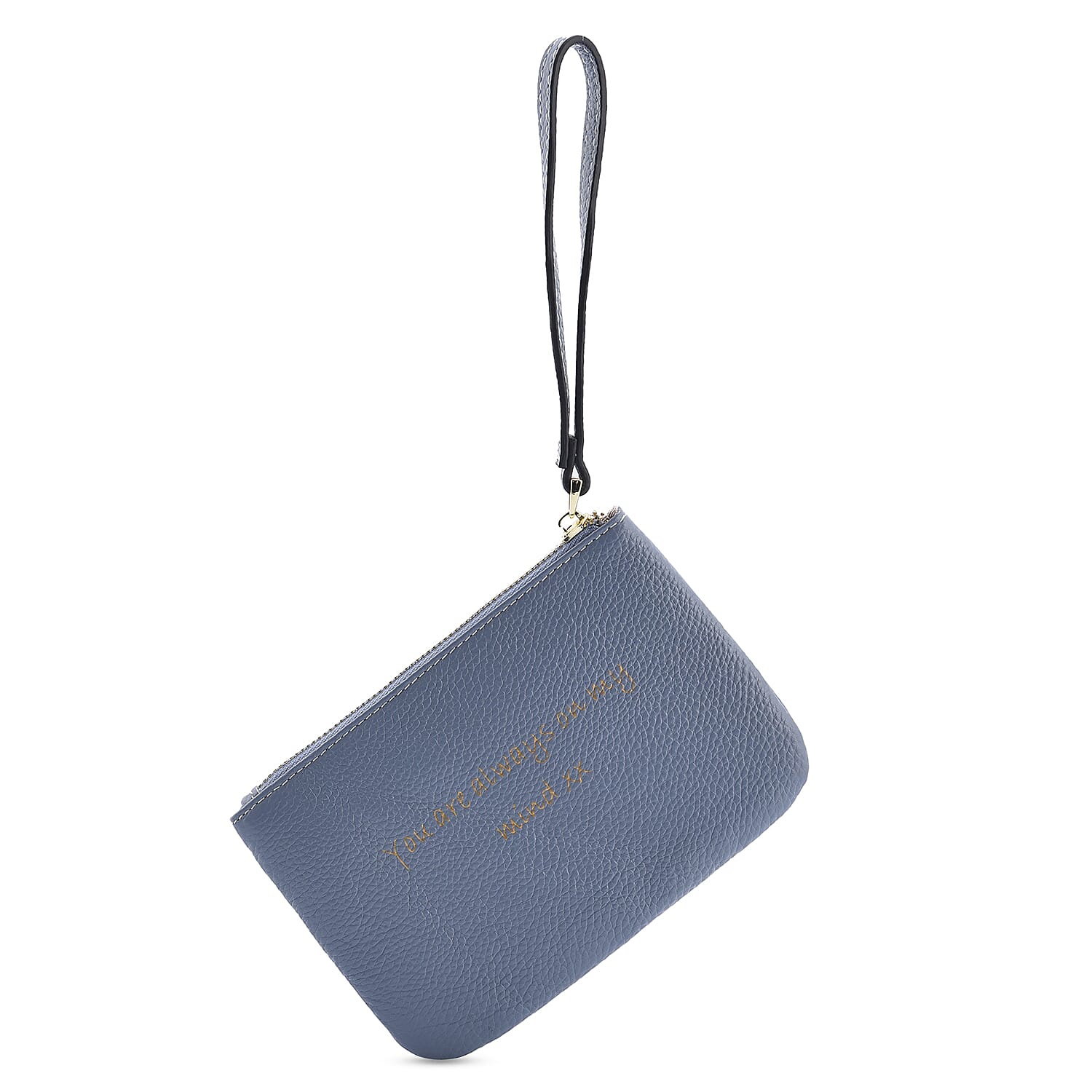 Genuine Leather Alphabet J RFID Protected Wallet with Engraved Message on Back Side - Blue