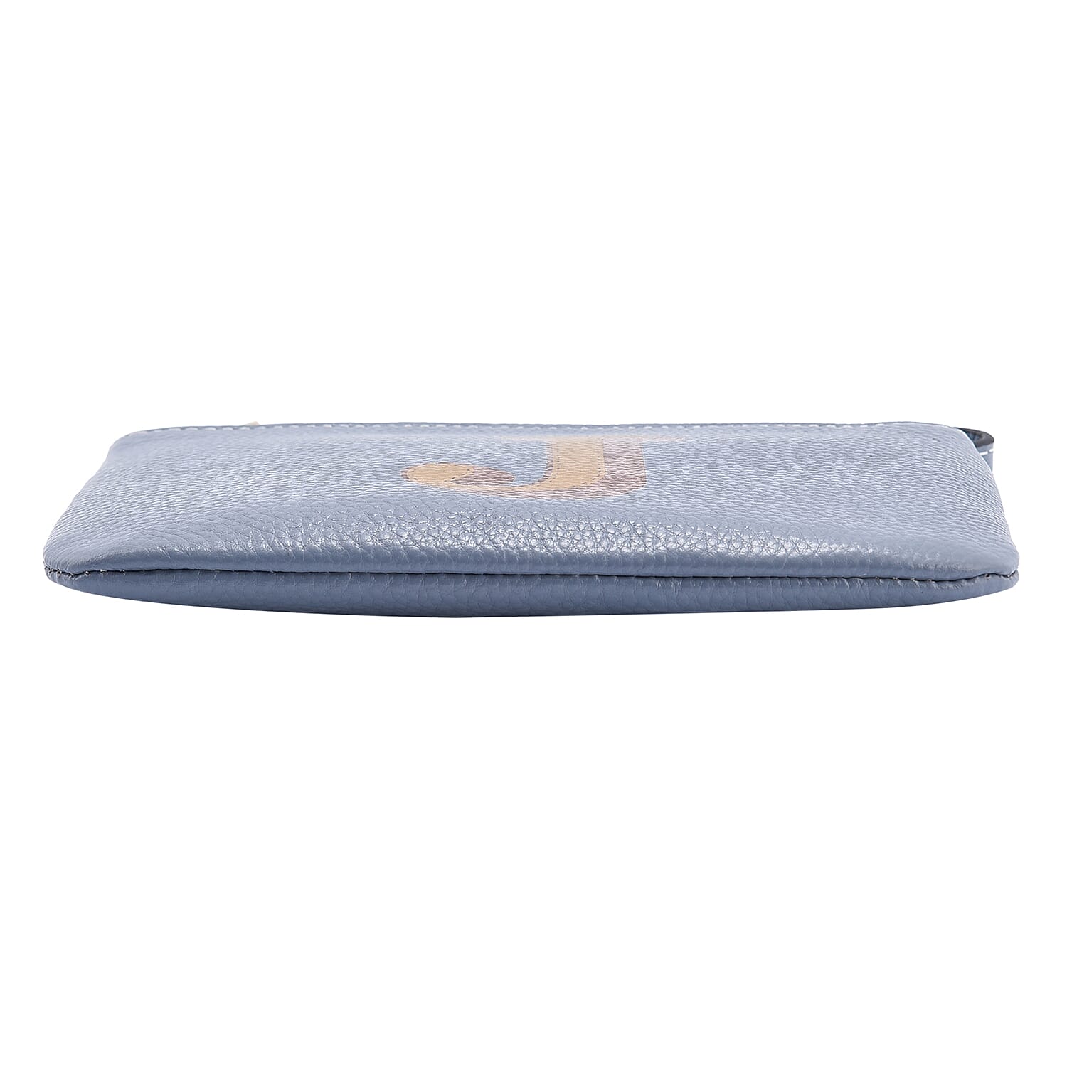 Genuine Leather Alphabet J RFID Protected Wallet with Engraved Message on Back Side - Blue