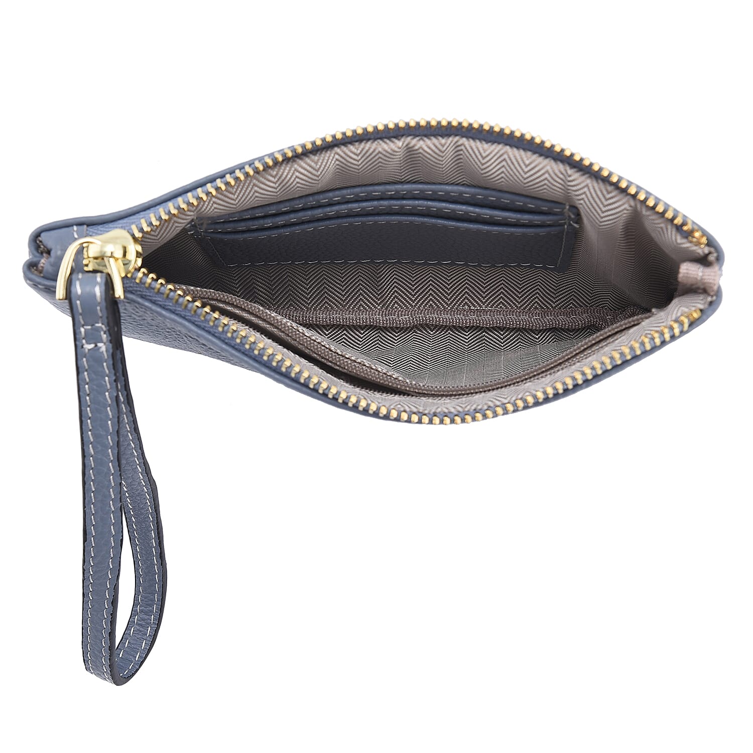 Genuine Leather Alphabet J RFID Protected Wallet with Engraved Message on Back Side - Blue