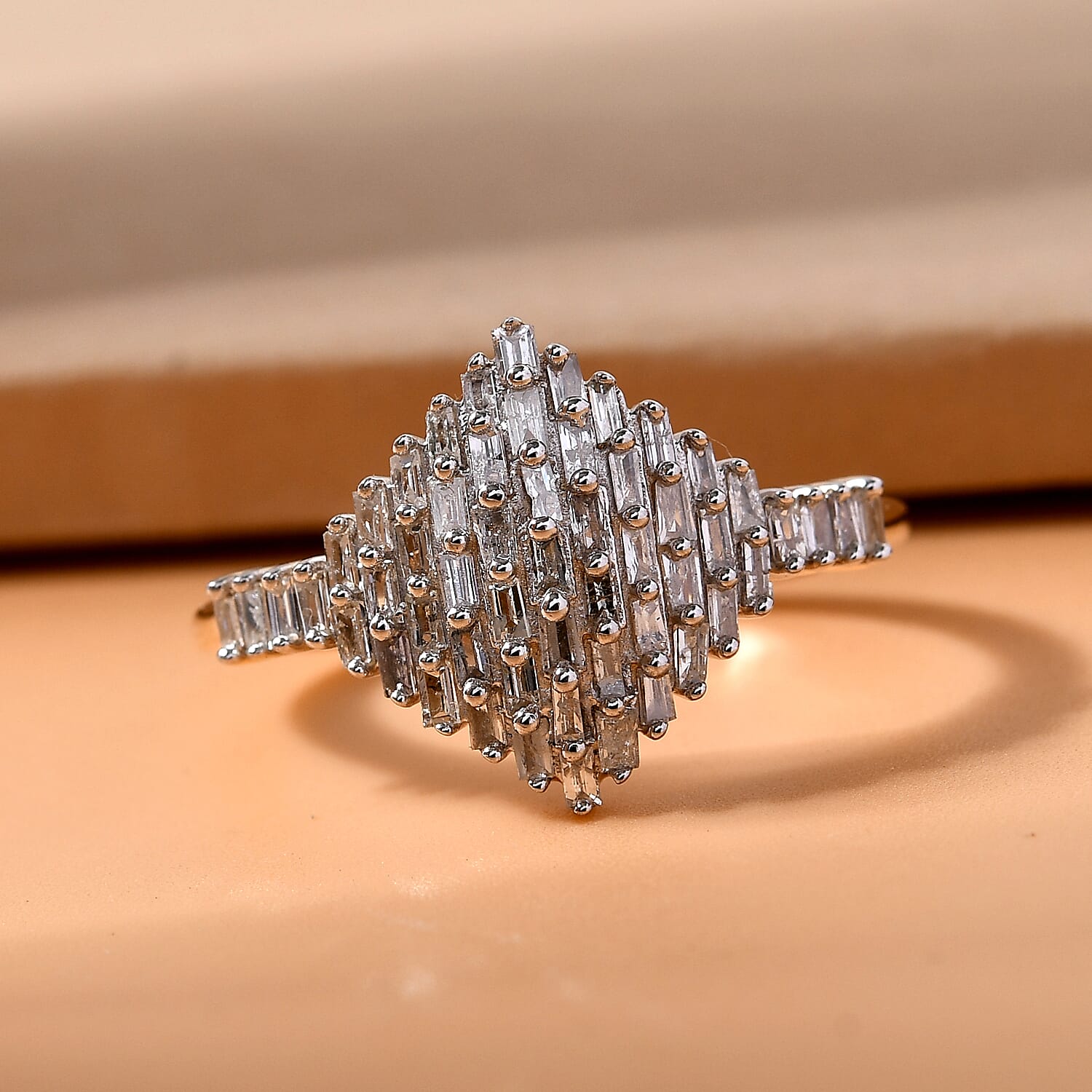 GP Art Deco Collection - 9K Yellow Gold SGL CERTIFIED Diamond (I3-G-H) Ring 0.52 Ct.