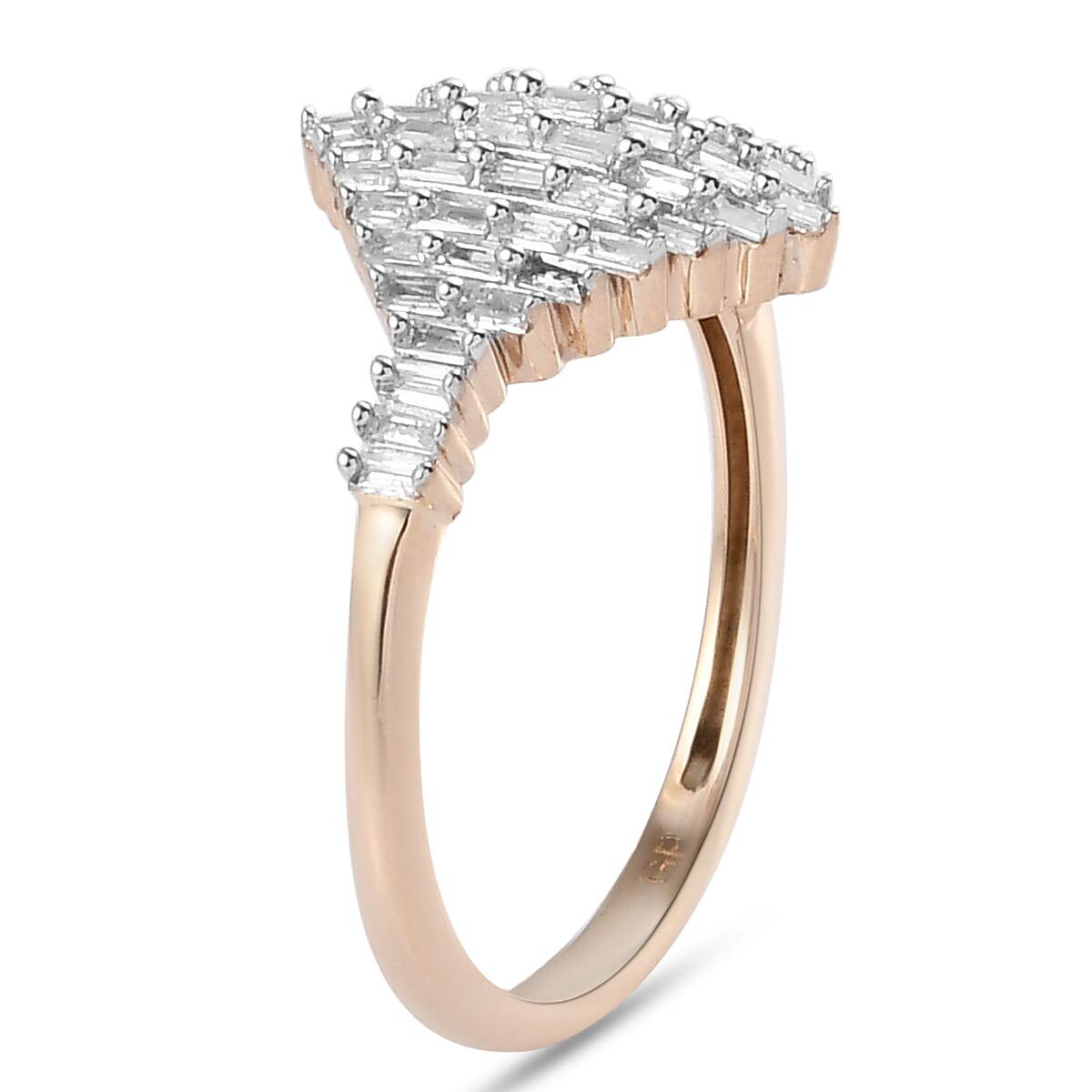 GP Art Deco Collection - 9K Yellow Gold SGL CERTIFIED Diamond (I3-G-H) Ring 0.52 Ct.