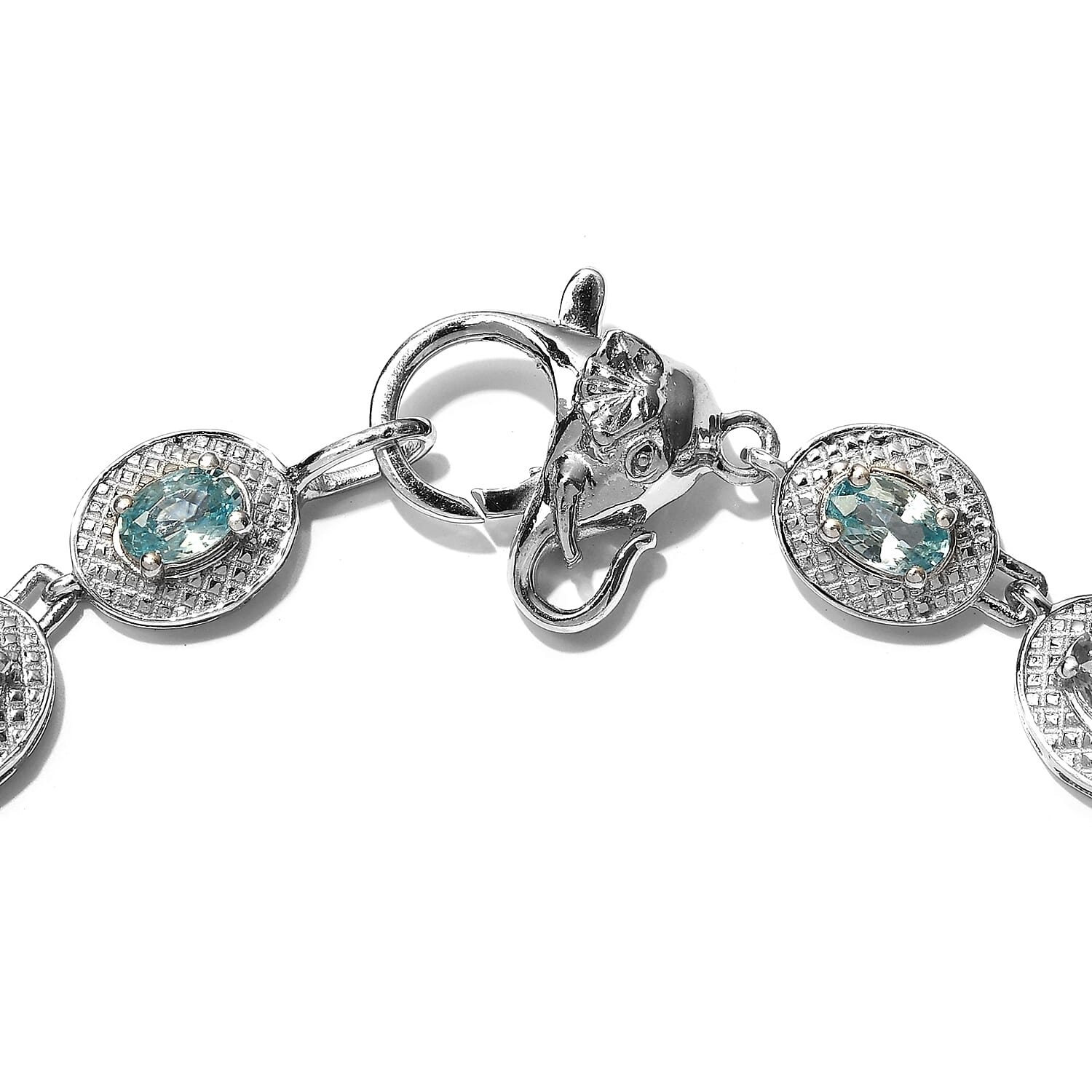 Ratanakiri Blue Zircon Bracelet (Size 7) in Platinum Overlay Sterling Silver 7.21 Ct, Silver wt. 13.02 Gms