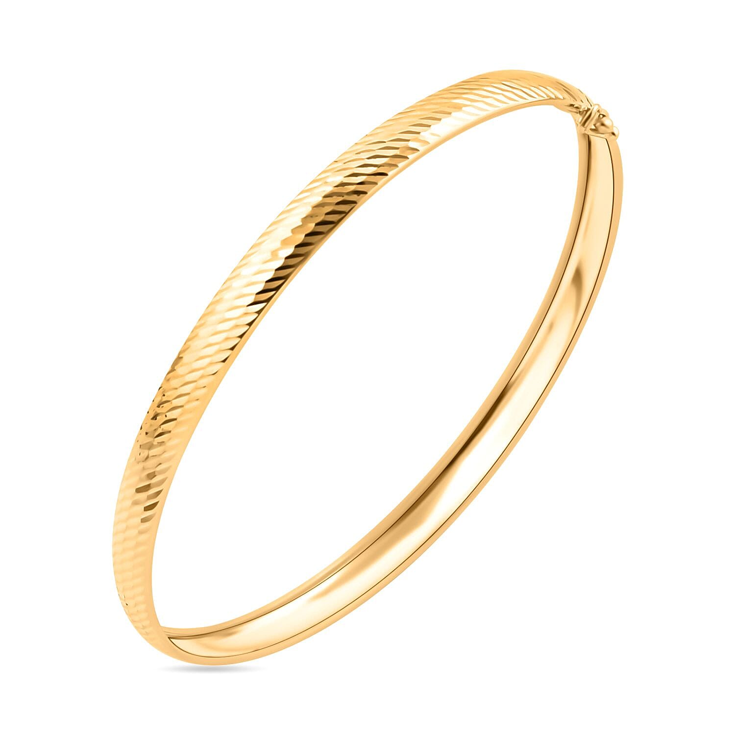 9K Yellow Gold Designer Inspired Bangle 7.5 Inch (62mm Width) Gold Wt. 3.20 Grams
