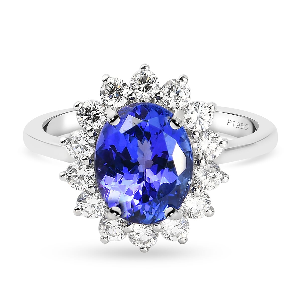 RHAPSODY 950 Platinum AAAA Tanzanite 3.00Ct  and Diamond (VS/E-F)  Ring 3.75 Ct.