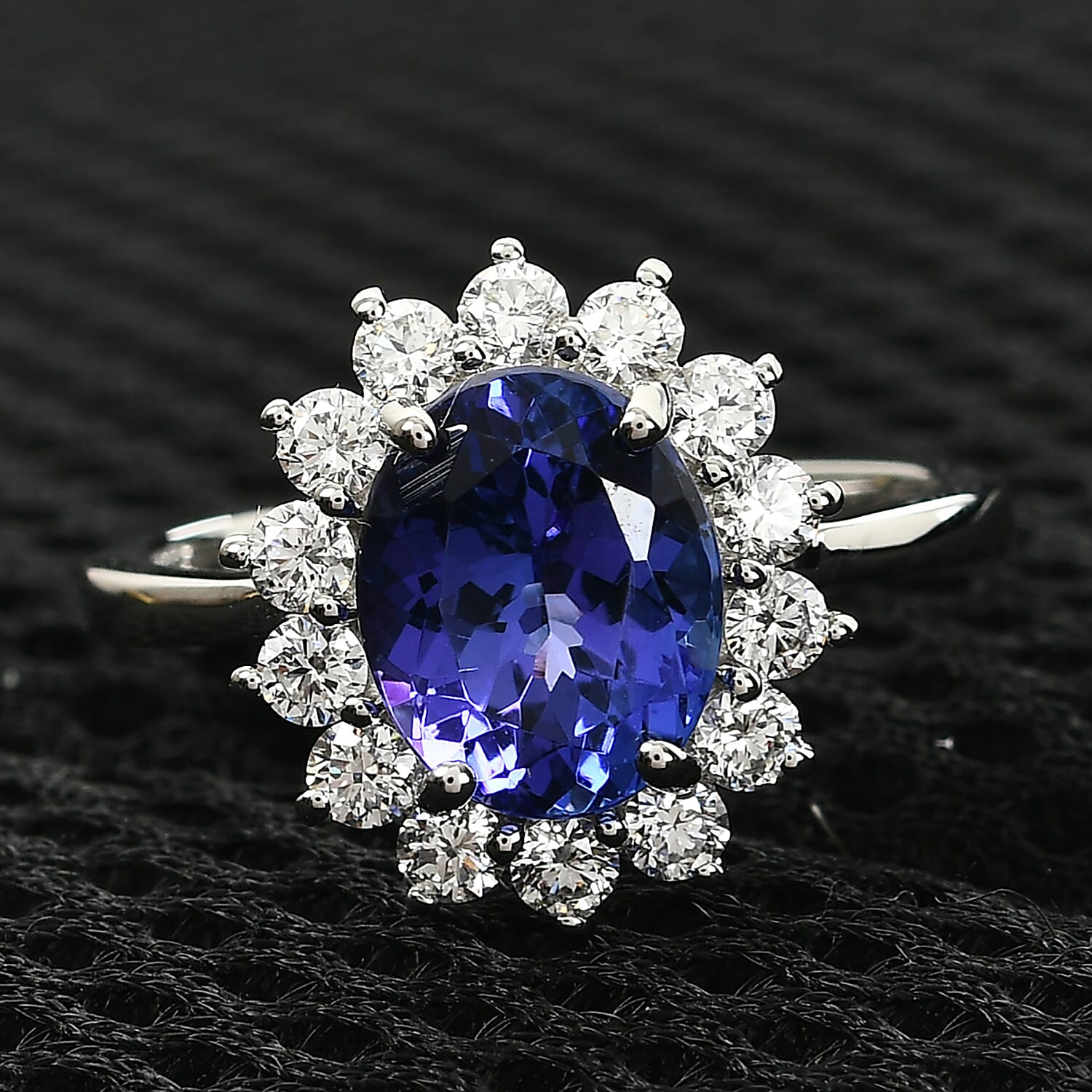 RHAPSODY 950 Platinum AAAA Tanzanite 3.00 Ct and Diamond (VS-E-F)  Ring 3.78 Ct, Platinum Wt 5.72 Gms
