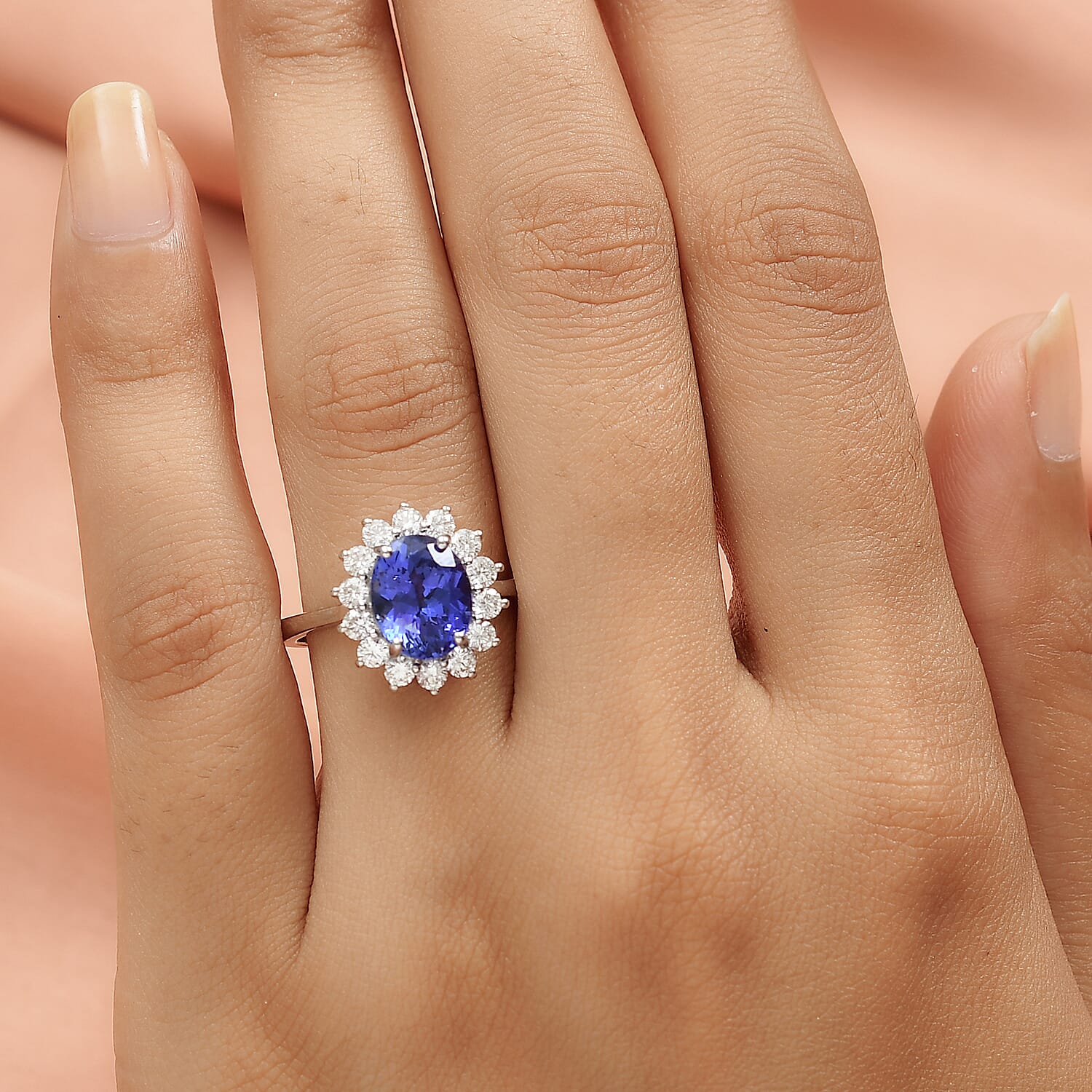 RHAPSODY 950 Platinum AAAA Tanzanite 3.00 Ct and Diamond (VS-E-F)  Ring 3.78 Ct, Platinum Wt 5.72 Gms