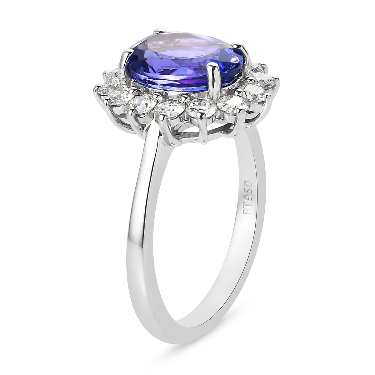 RHAPSODY 950 Platinum AAAA Tanzanite 3.00 Ct and Diamond (VS-E-F)  Ring 3.78 Ct, Platinum Wt 5.72 Gms