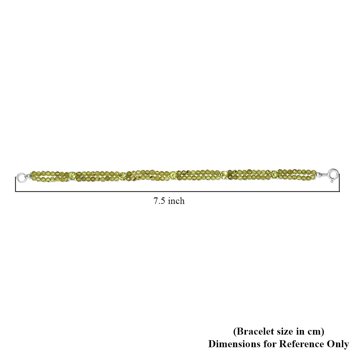 One Time Deal-Hebei Peridot Beads Bracelet (Size - 7.5) in Sterling Silver 27.68 Ct.