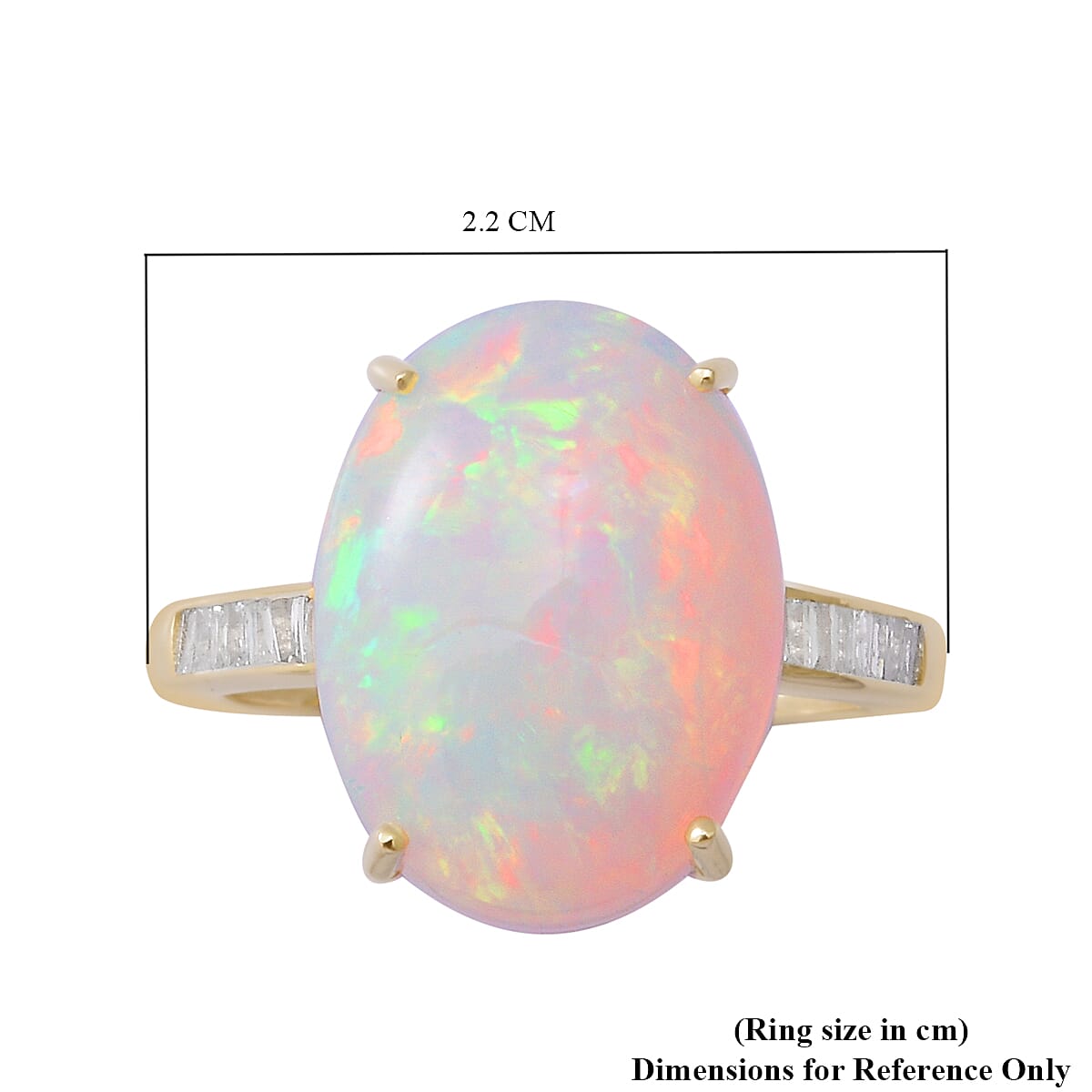 9K Yellow Gold AAA Ethiopian Welo Opal and Diamond Ring 6.00 Ct. 9K Yellow Gold AAA Ethiopian Welo Opal and Diamond Ring 6.00 Ct.