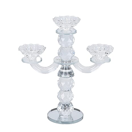 Decorative Glass 3 Arm Candle Holder