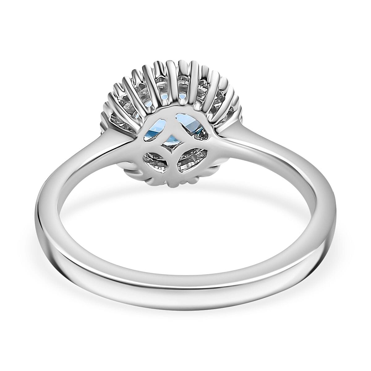 Certified & Appraised - RHAPSODY 950 Platinum AAAA Santa Maria Aquamarine & White Diamond (EF-VS) Ring, Platinum Wt. 5.16 Gms.