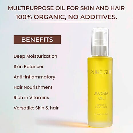 Pure Glo Cold Pressed Natural Jojoba Oil Volume - 100 ml