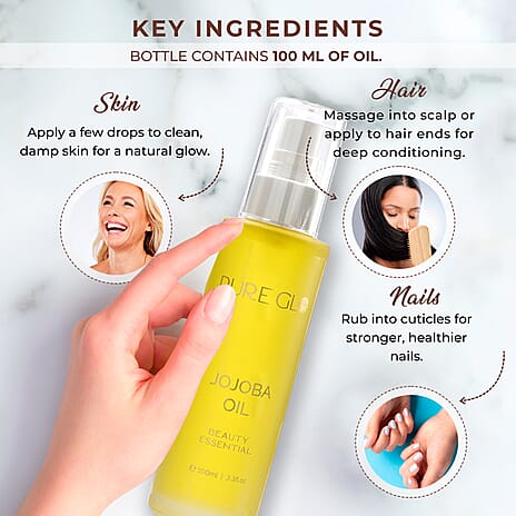Pure Glo Cold Pressed Natural Jojoba Oil Volume - 100 ml