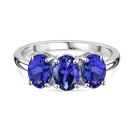 RHAPSODY 950 Platinum AAAA Tanzanite Trilogy Ring 2.63 Ct.