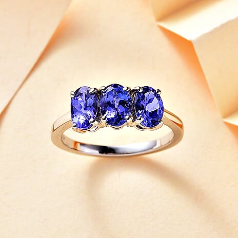 RHAPSODY 950 Platinum AAAA Tanzanite Trilogy Ring 2.63 Ct.