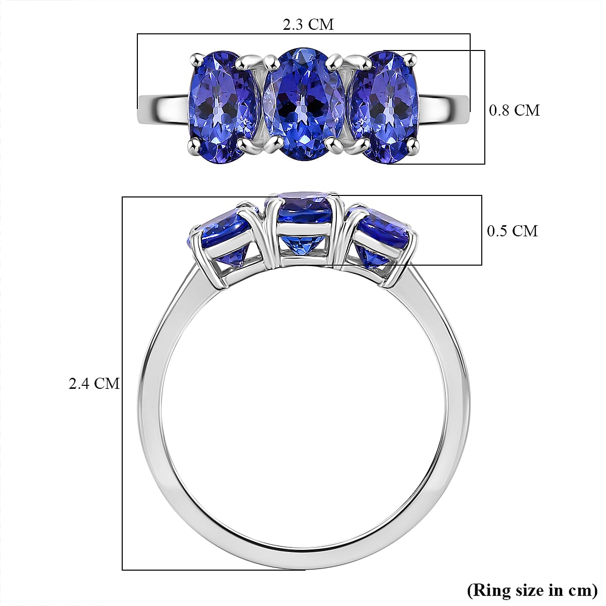 RHAPSODY 950 Platinum AAAA Tanzanite Trilogy Ring 2.63 Ct. RHAPSODY 950 Platinum AAAA Tanzanite Trilogy Ring 2.63 Ct.